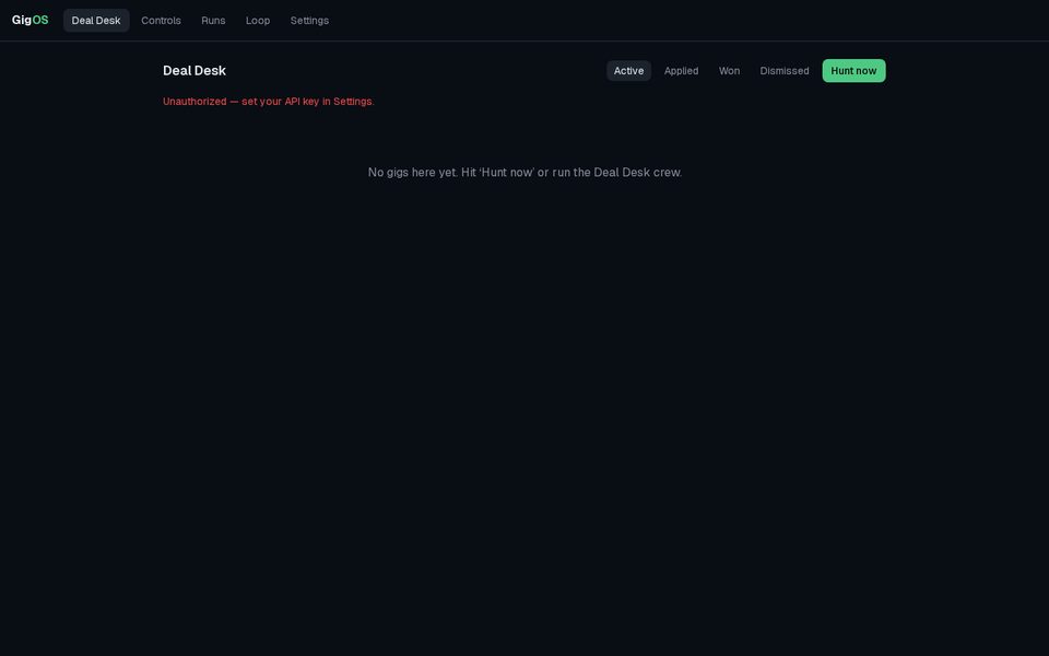 Screenshot of GigOS: deal desk for freelancers