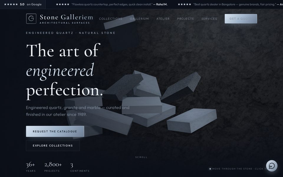 Stone Galleriem: website for a premium stone surfaces brand