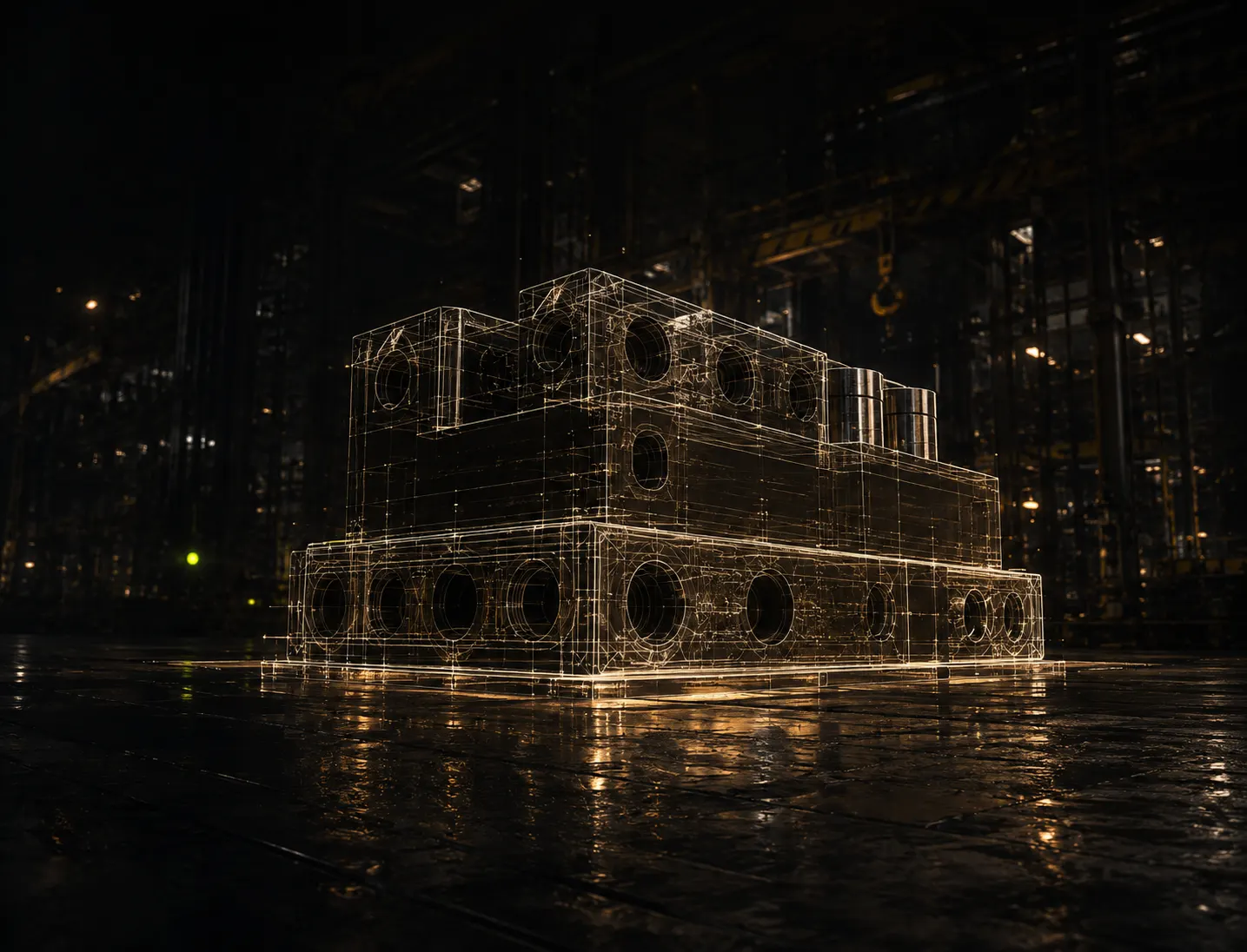 Engineered steel part visualised as a blueprint
